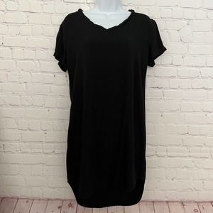 Cloth & Stone Women's Black Stretchy V-Neck Short Sleeve Midi T-Shirt Dress - S